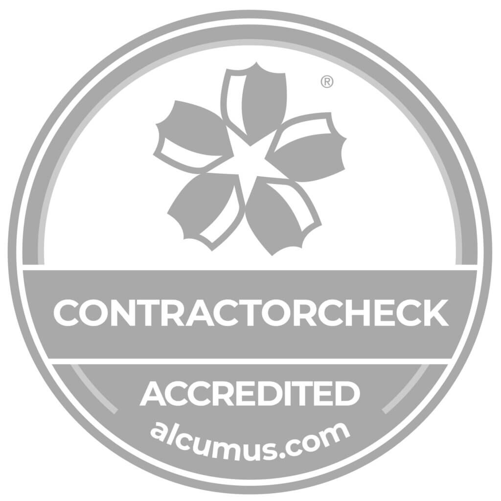 Grey Scale Accreddited Contractor Check Seal