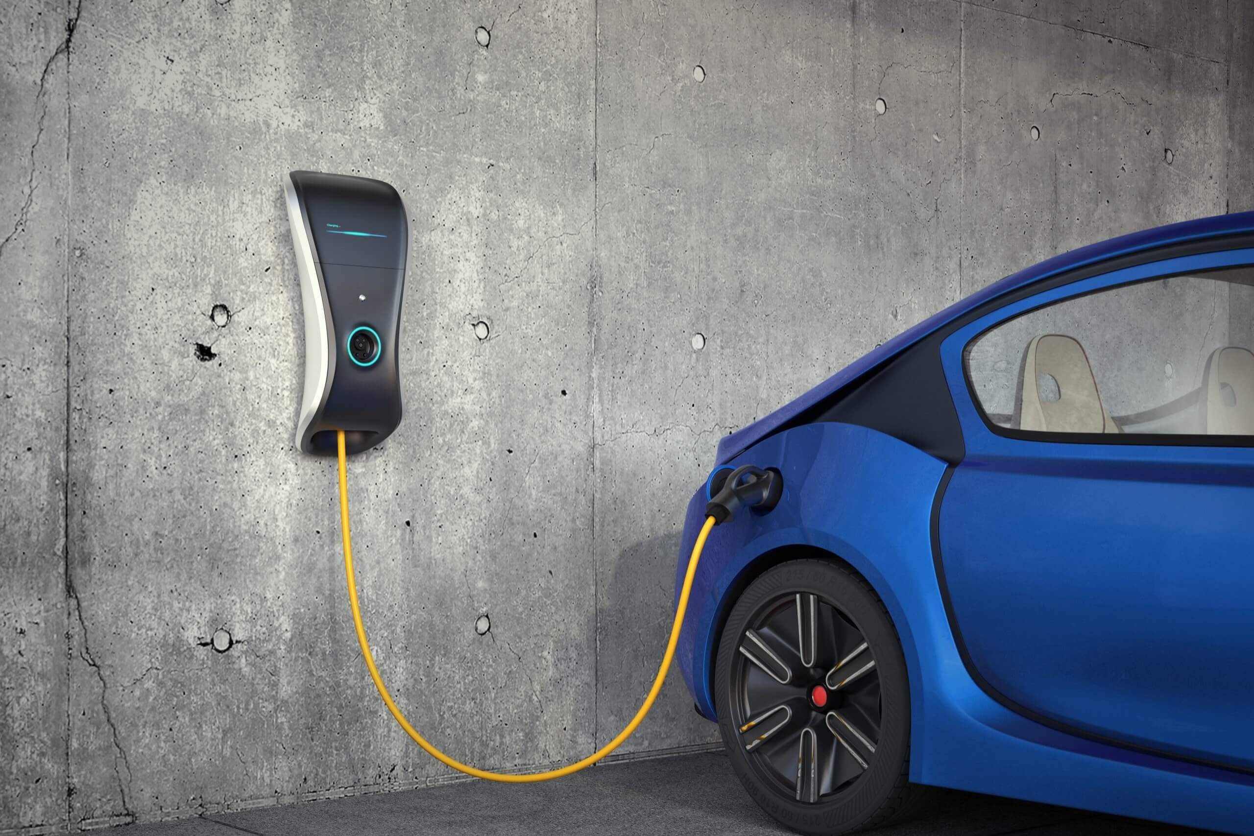 charging a blue ev at home