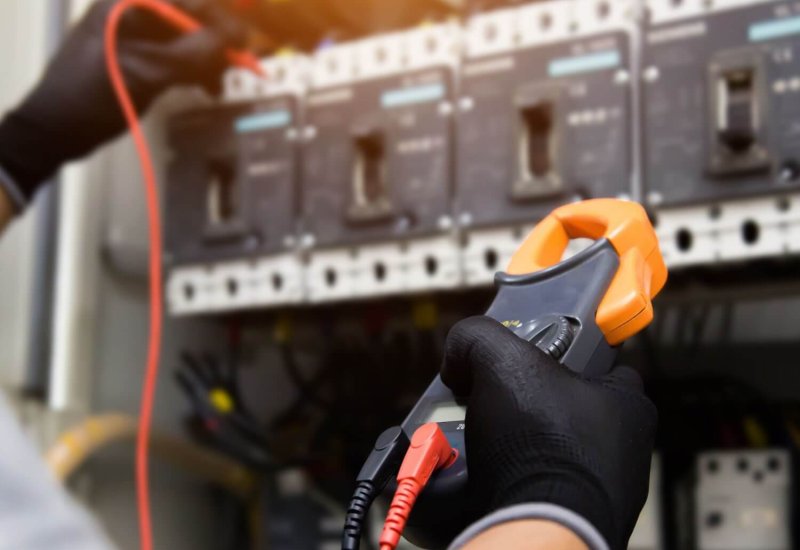 electrical measuring tool meter and main panel circuit breaker