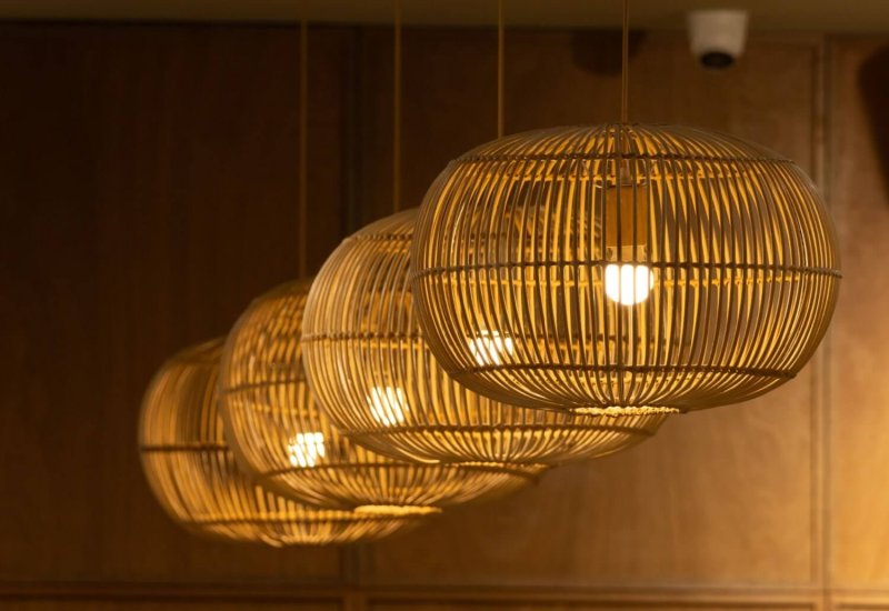 wooden chandelier at home
